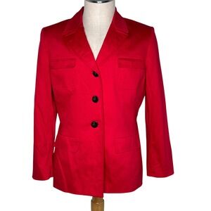 Suit Studio New York Red Cotton Spandex Blazer Jacket - Women's Size 14